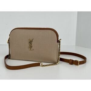 Saint Laurent Gaby Mini Crossbody Bag Brown Canvas (4)